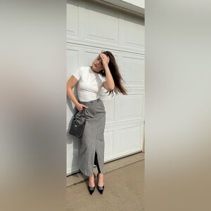 Susan Bristol Long Houndstooth Skirt